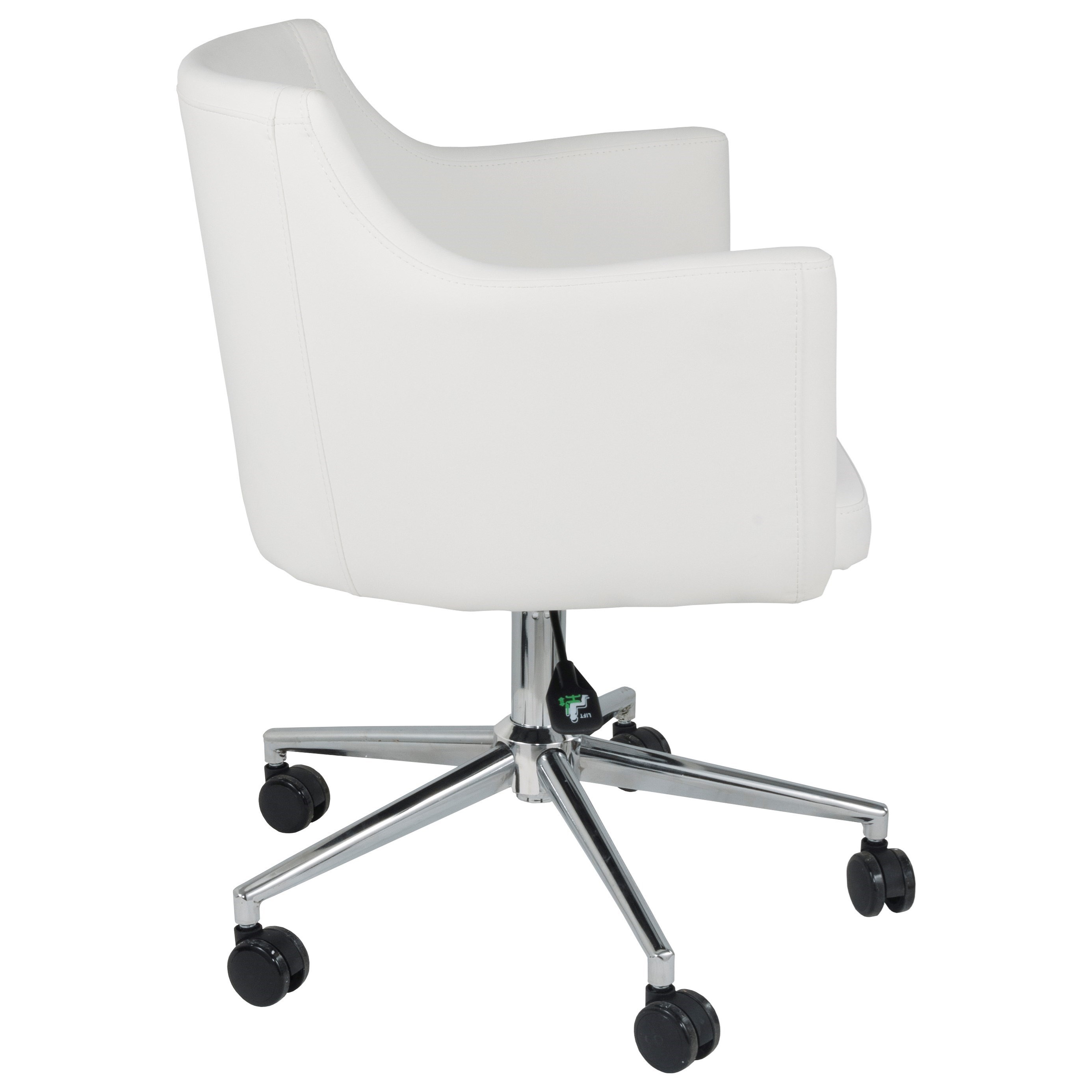 White swivel office sales chair with arms